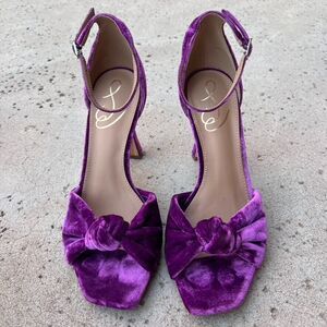 Sam Edelman Purple Velvet Heels with Ruffled Bow